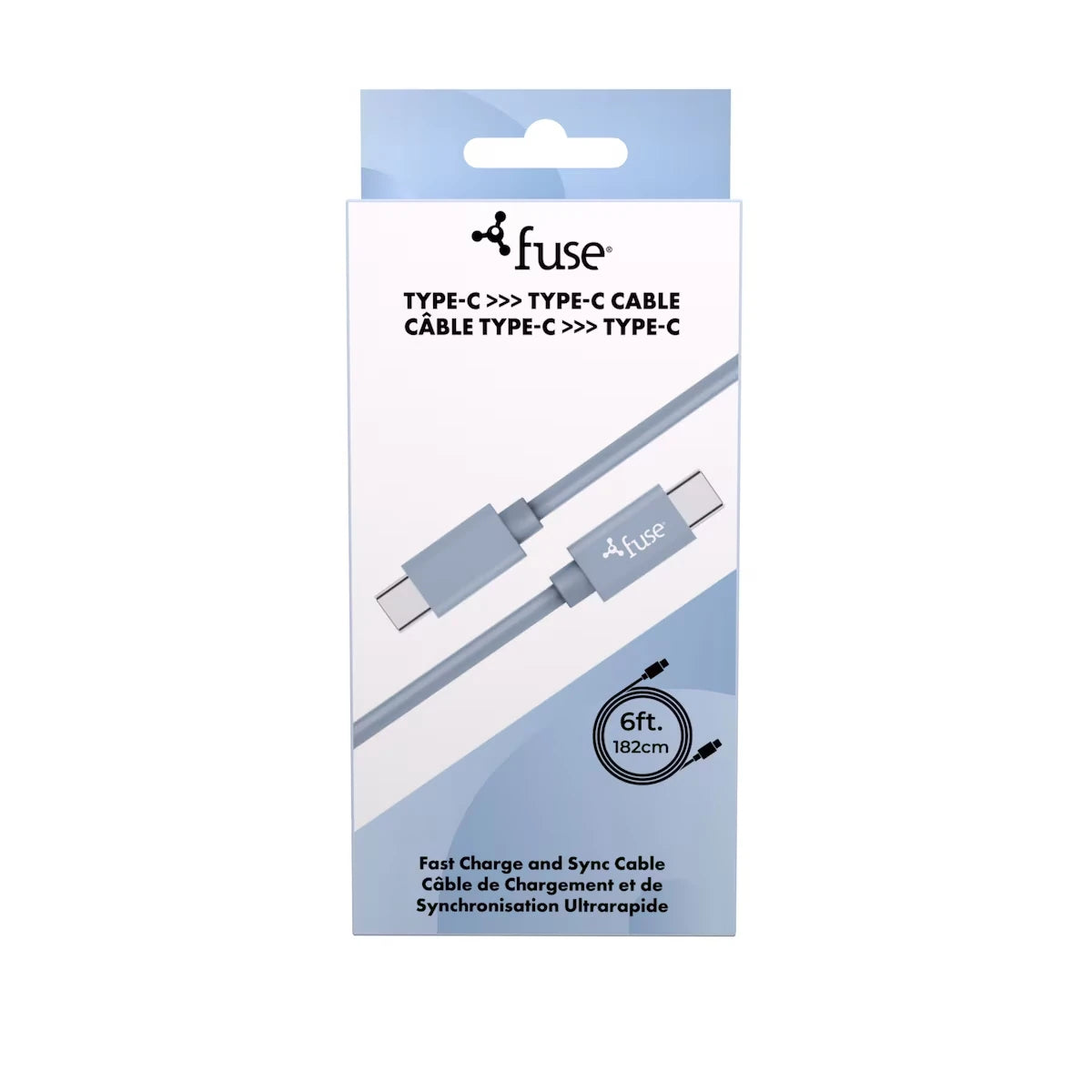 Câble Type-C vers Type-C en silicone 6 pi – Bleu