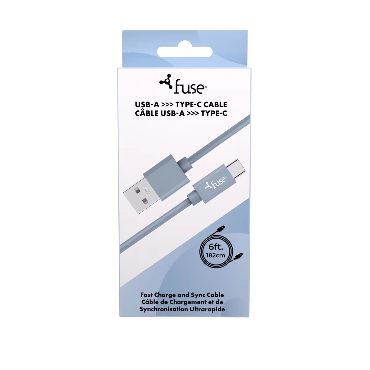 Câble Type-C vers USB-A en silicone 6 pi – Bleu