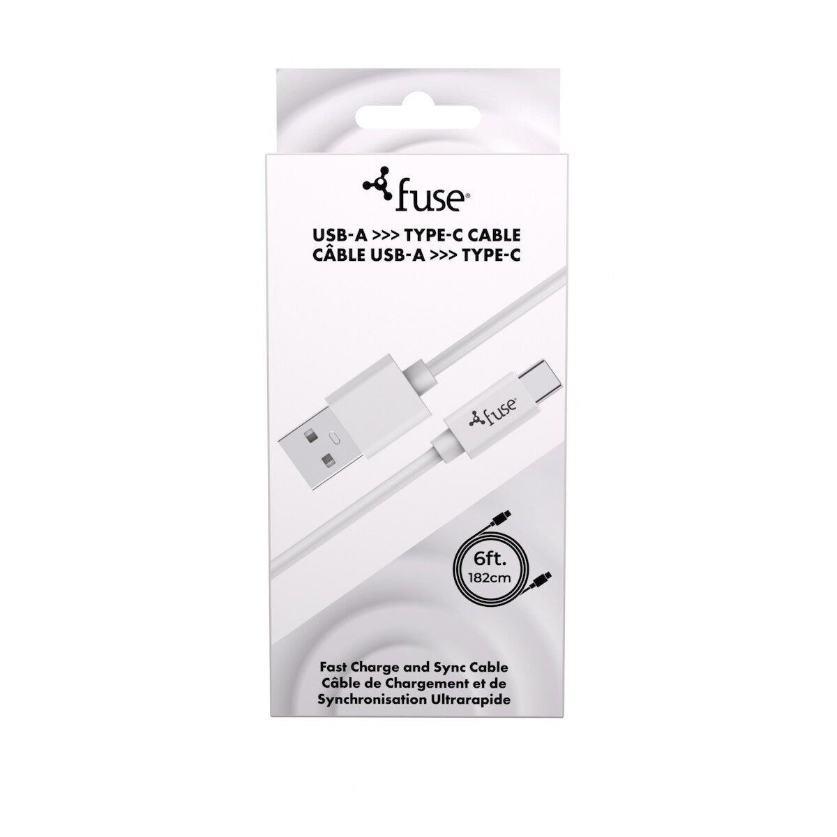 Câble de recharge USB-A vers USB-C en silicone 6 pi – Blanc