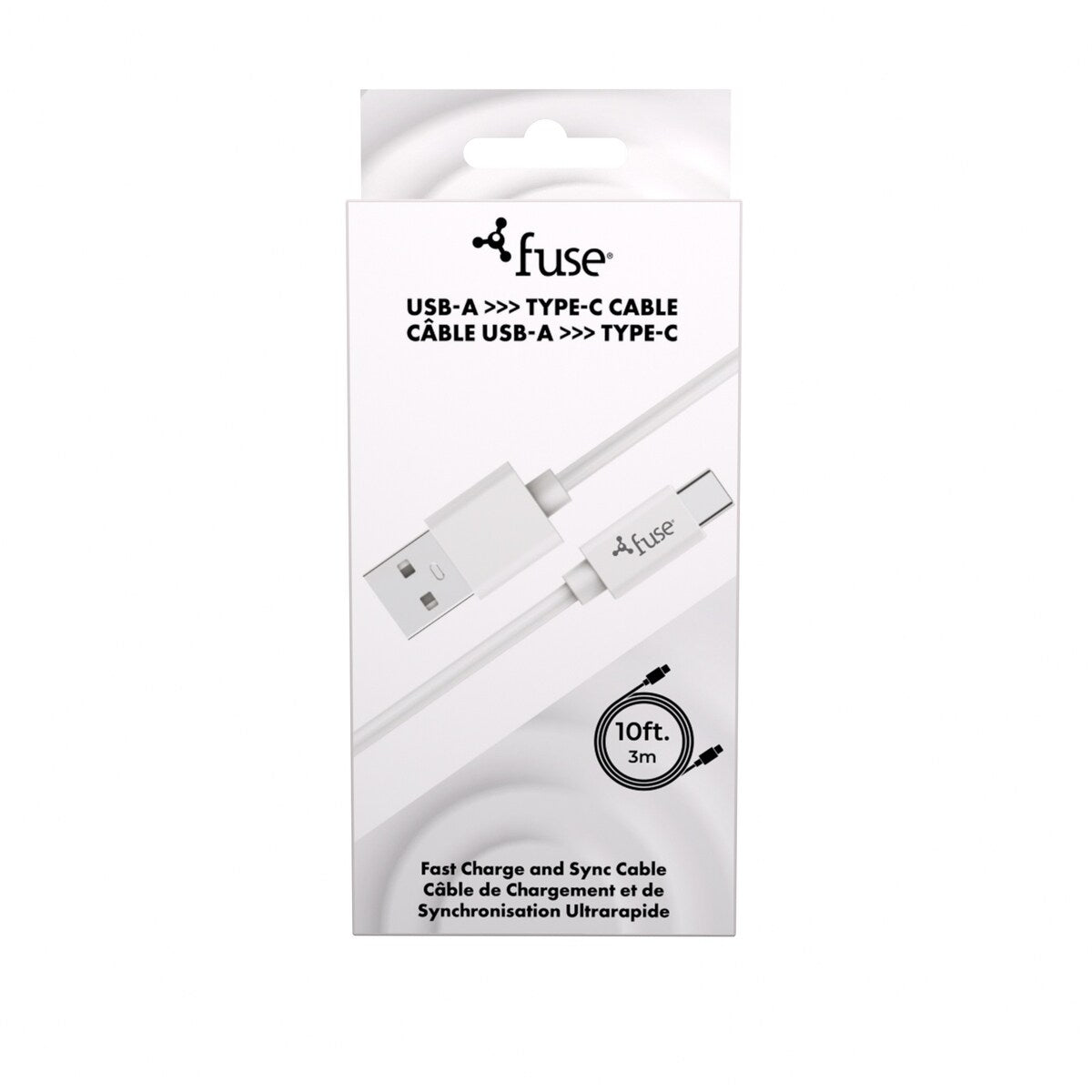 Câble de recharge USB-A vers Type-C 10 pi – Blanc