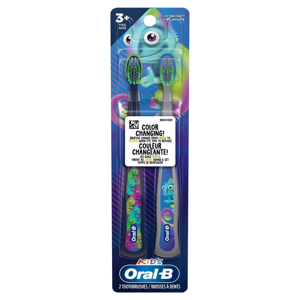 Brosse à dents manuelle Oral-B pour enfants de 3 ans et plus, extra souple, 2 unités