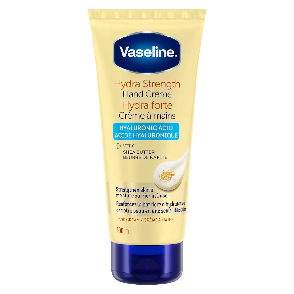 Crème à mains hydratante pour peau sèche Intensive Care Hydra Strength avec acide hyaluronique, vitamine C et beurre de karité 100 ml