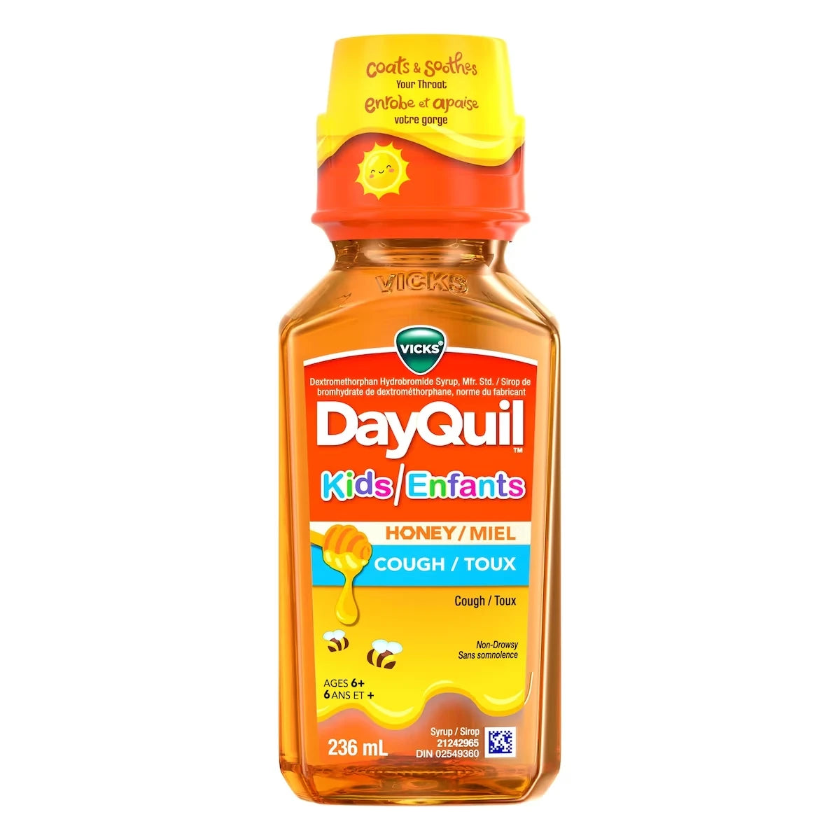 Médicament DayQuil pour enfants Miel contre la toux, saveur de miel, soulage la toux, 236 mL