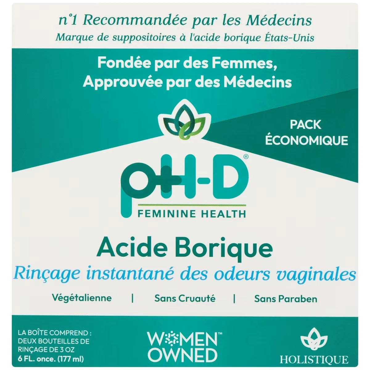 Feminine Health Acide Borique Rinçage Instantané des Odeurs Vaginales Pack Économique