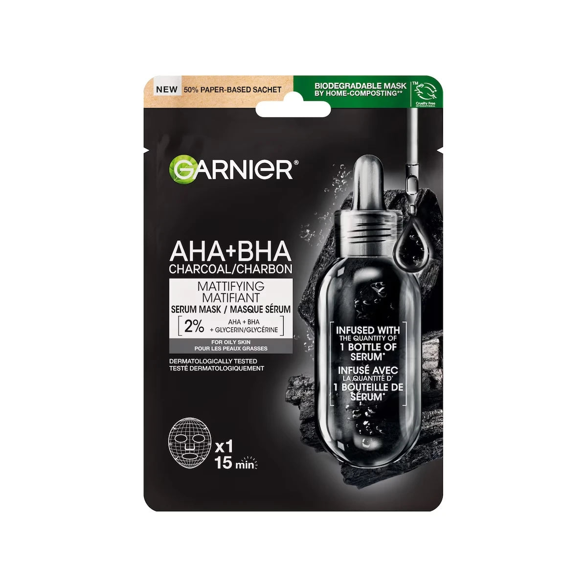 AHA+BHA Charcoal Mattifying Serum Mask