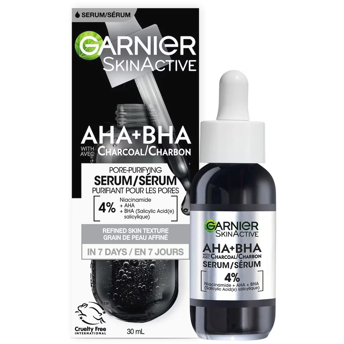 SkinActive, Pore-Purifying Serum, AHA + BHA With Charcoal, 30 mL