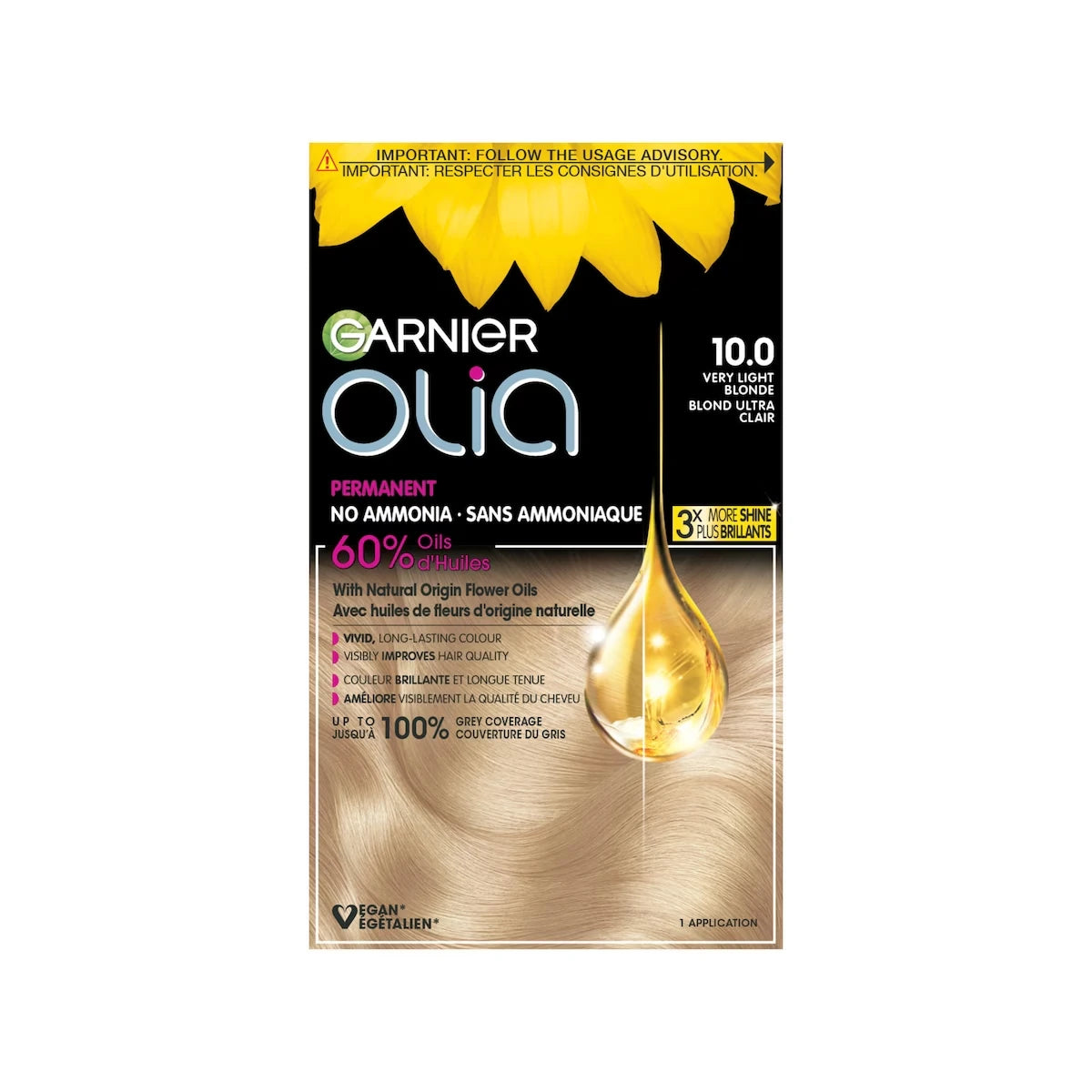 Coloration Permanente Sans Ammoniaque Olia 10.0 Blond Ultra Clair