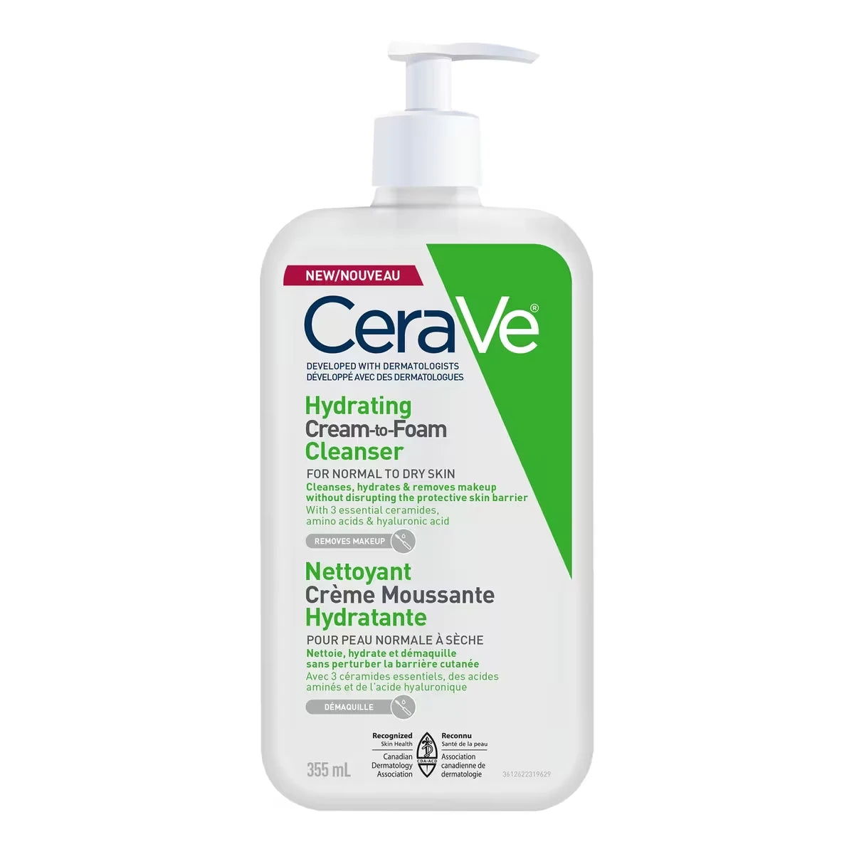 Hydrating Cream-to-Foam Cleanser Makeup Remover and Face Wash With Hyaluronic Acid