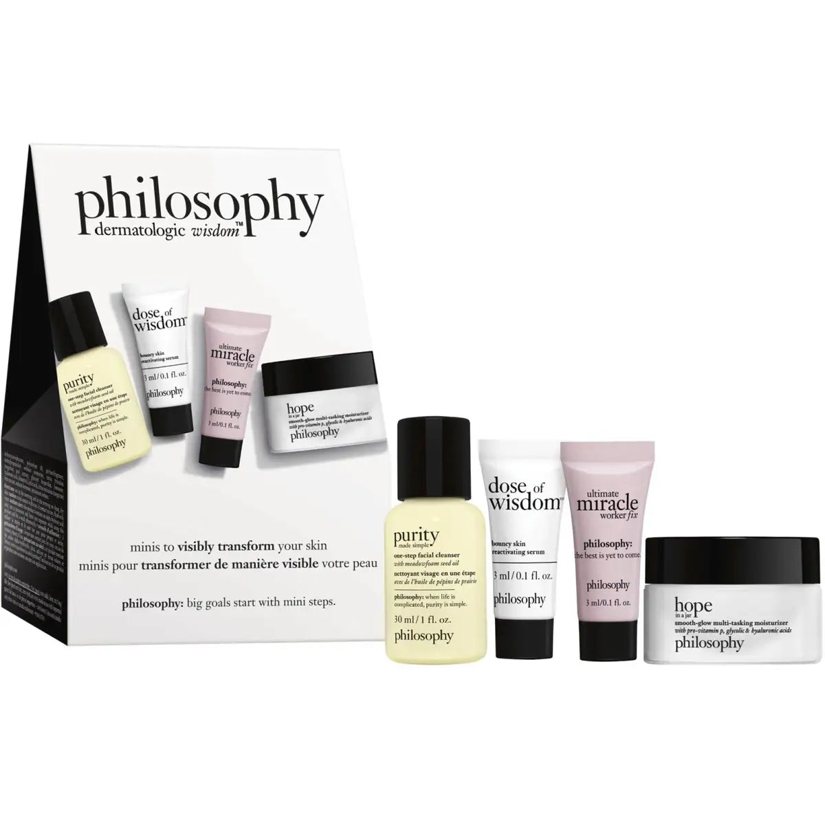 Coffret de soins pour la peau emblématiques en mini-format pour transformer votre peau