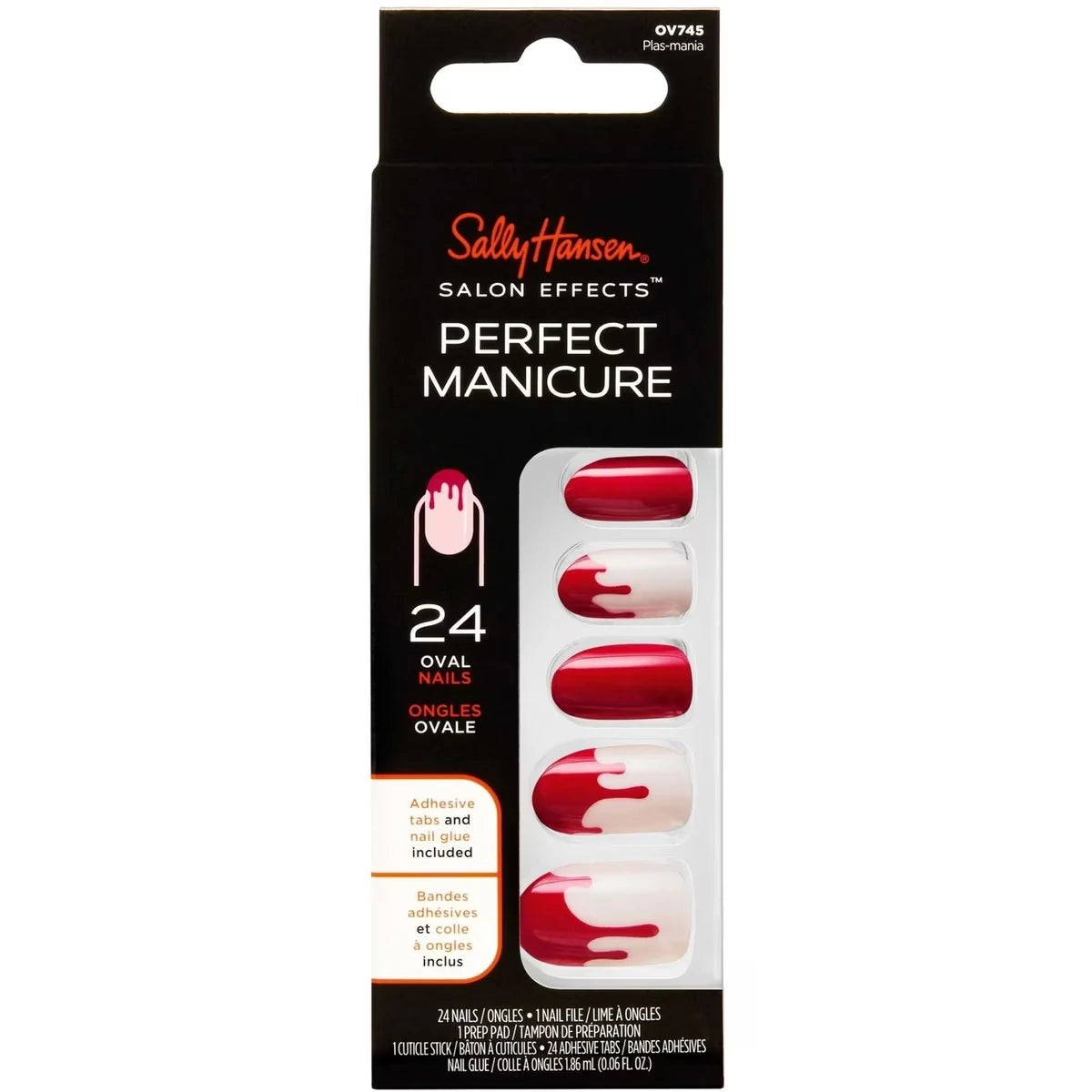 Salon Effects® Perfect Manicure™ press-on nails, longwearing, includes 24 premium fake nail, adhesive tabs and nail glue