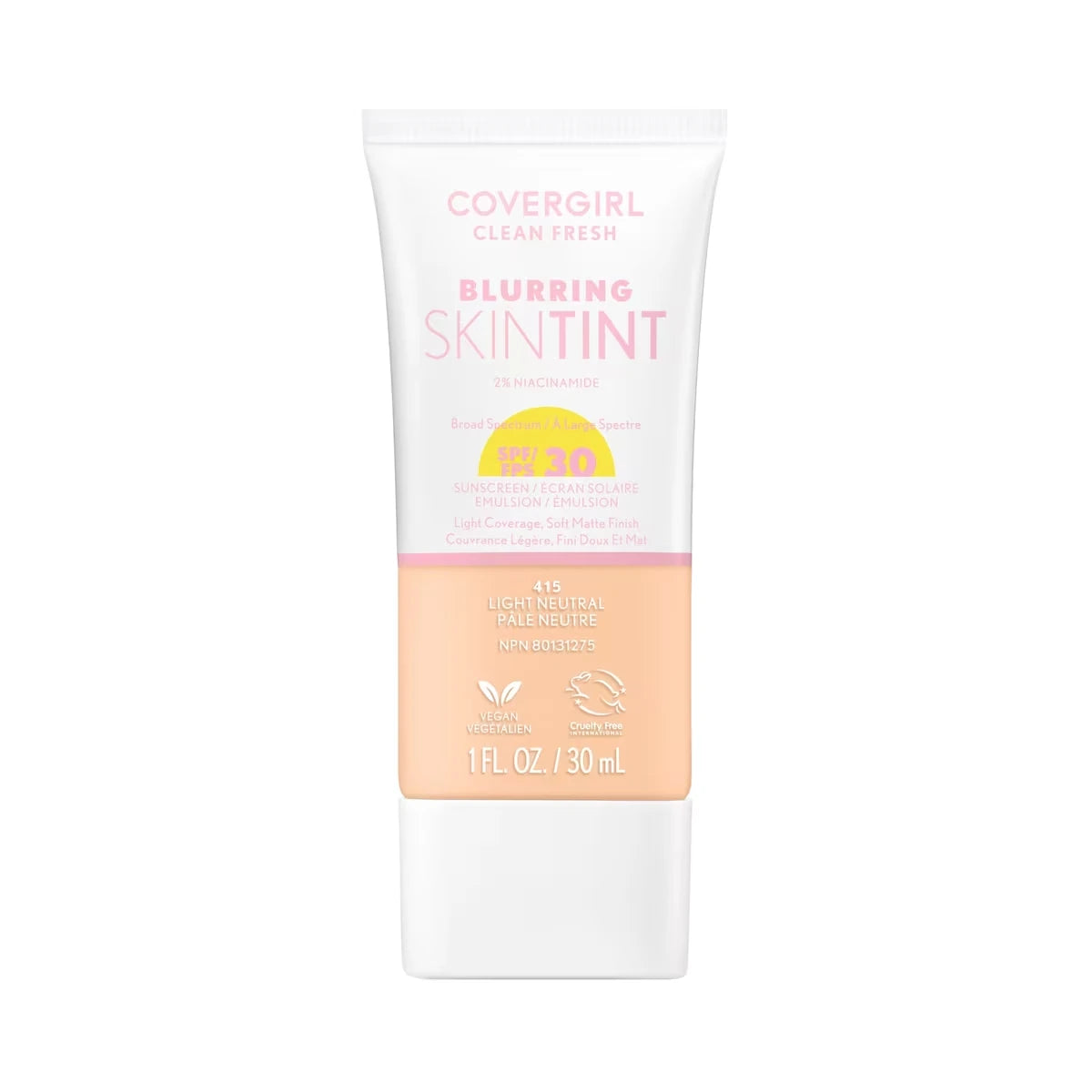 Clean Fresh Blurring Skin Tint, Liquid Foundation, Soft Matte Finish, Smooths, Brightens, Blurs Pores, Mineral Sunscreen, Vegan Formula