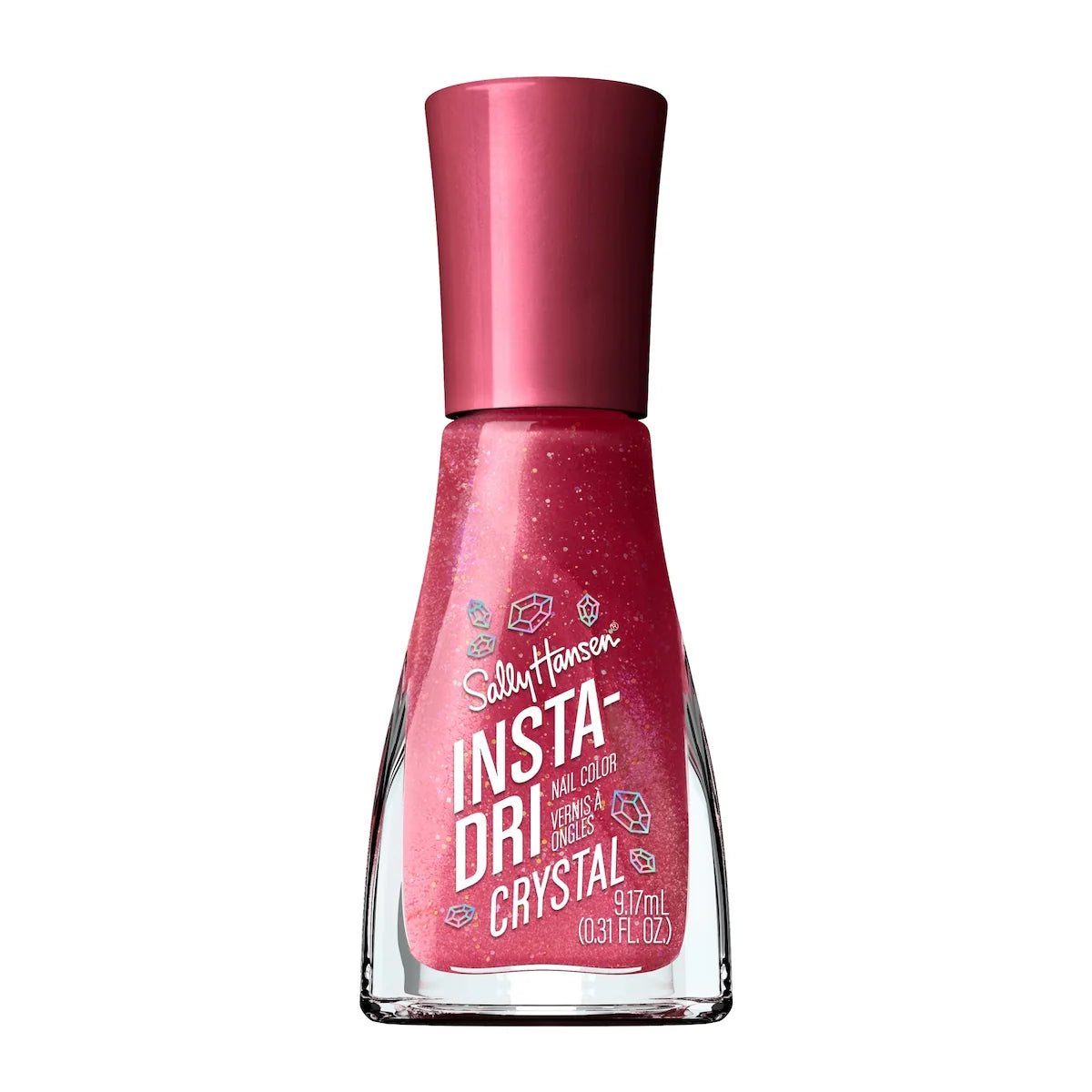 Insta-Dri® Nail Polish, Crystal Collection, instant glow up. 3-in-1 formula with built-in base and top coat. 1 Stroke, 1 Coat Done. Dries in 60 seconds
