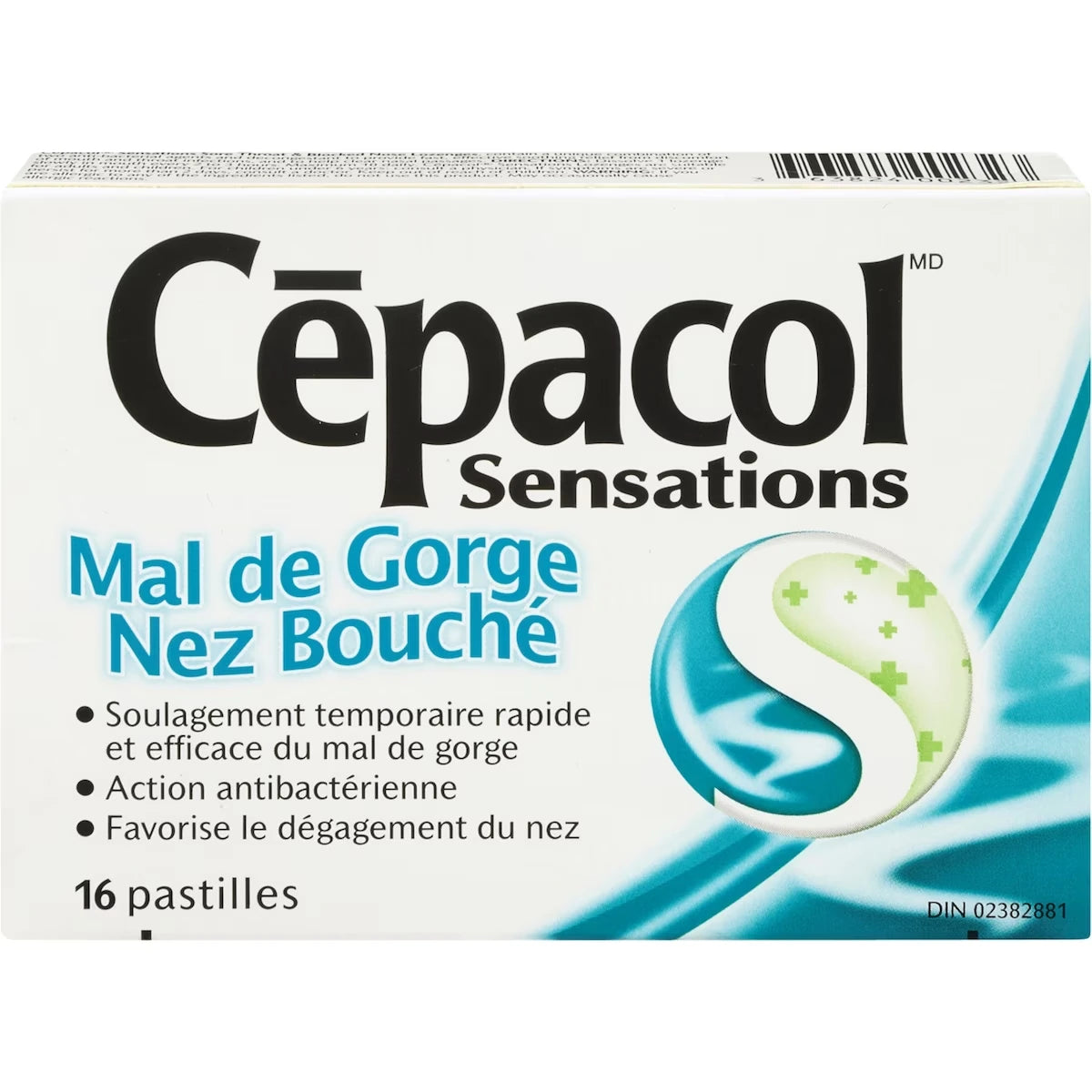 Sensations Mal de Gorge et Nez Bouché, 16 pastilles contre le mal de gorge