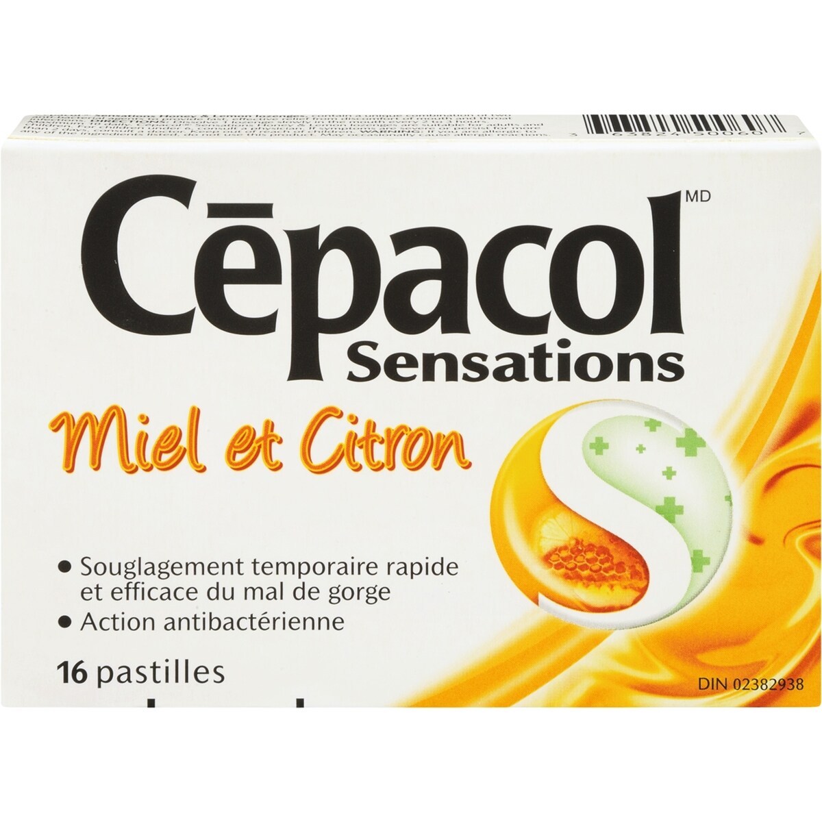 Sensations Miel et Citron, 16 pastilles contre le mal de gorge