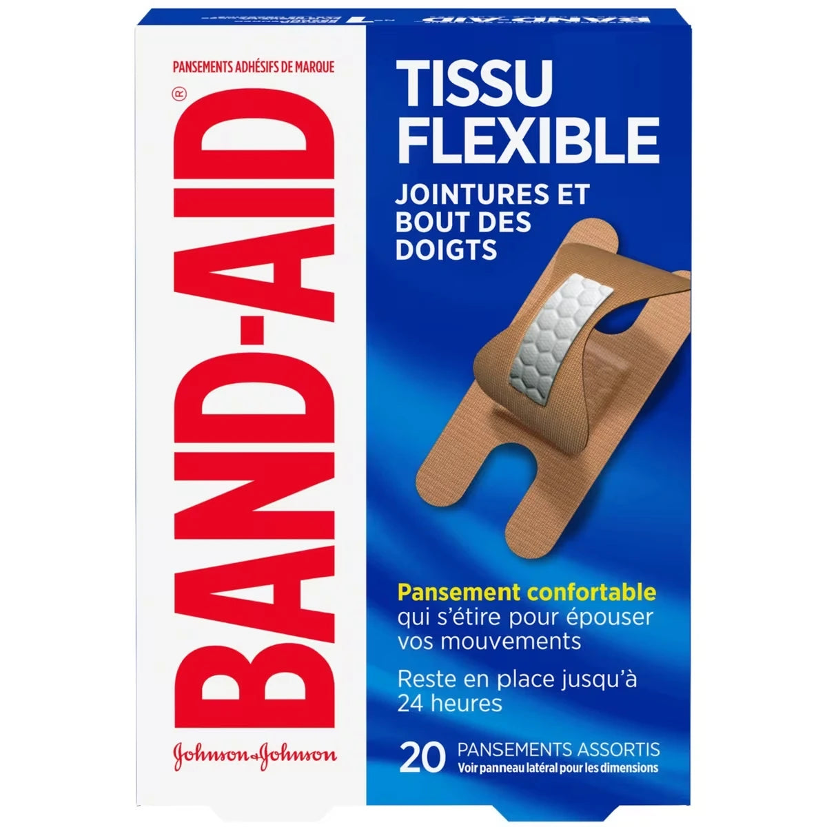 Pansements adhésifs Tissu flexible, jointures et bout des doigts