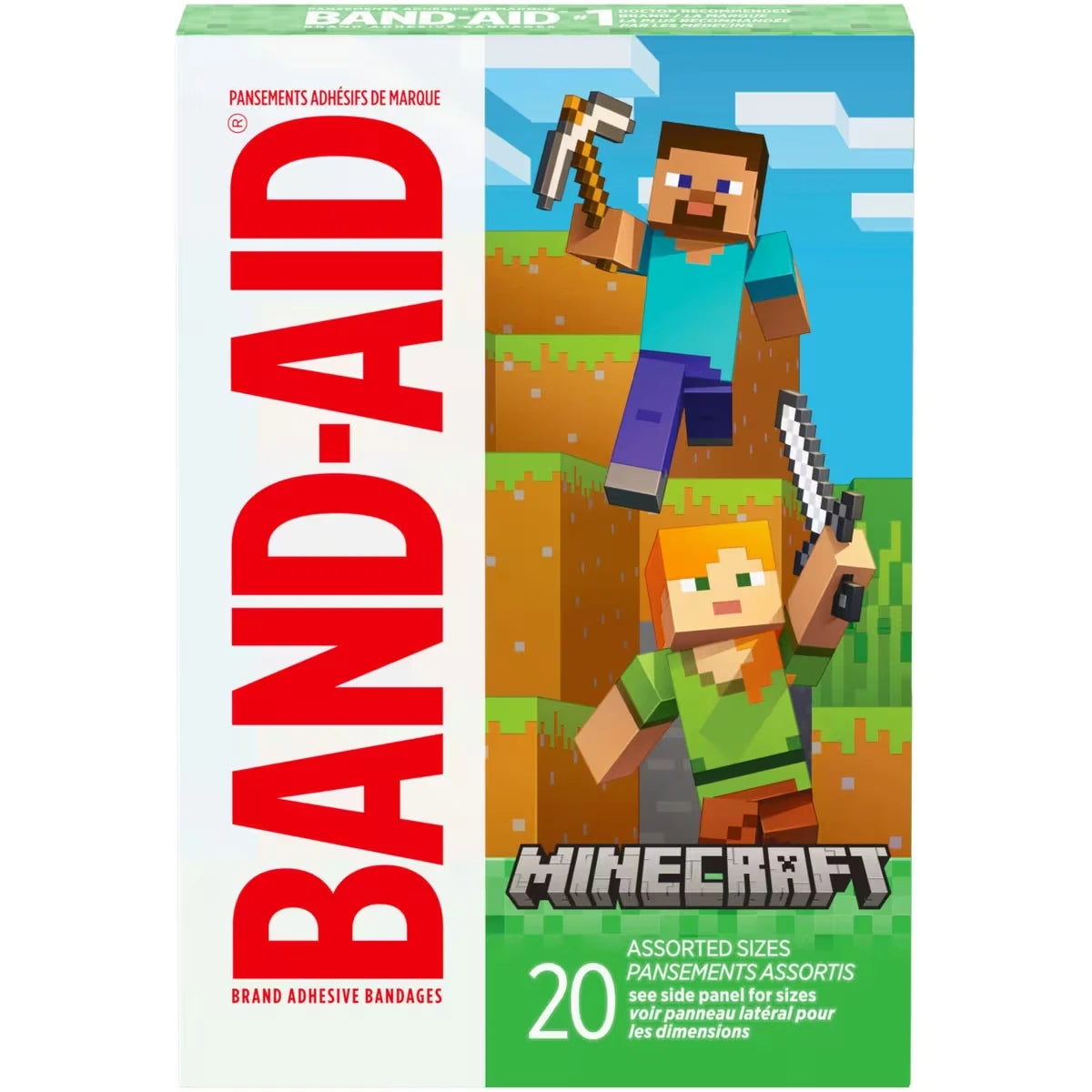Pansements adhésifs Minecraft, assortis