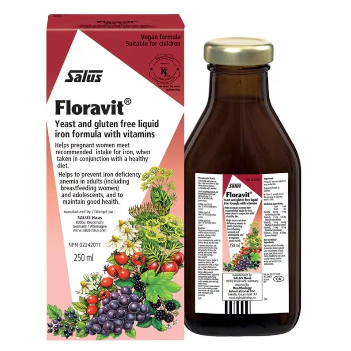 Floravit liquide de fer sans levure ni gluten