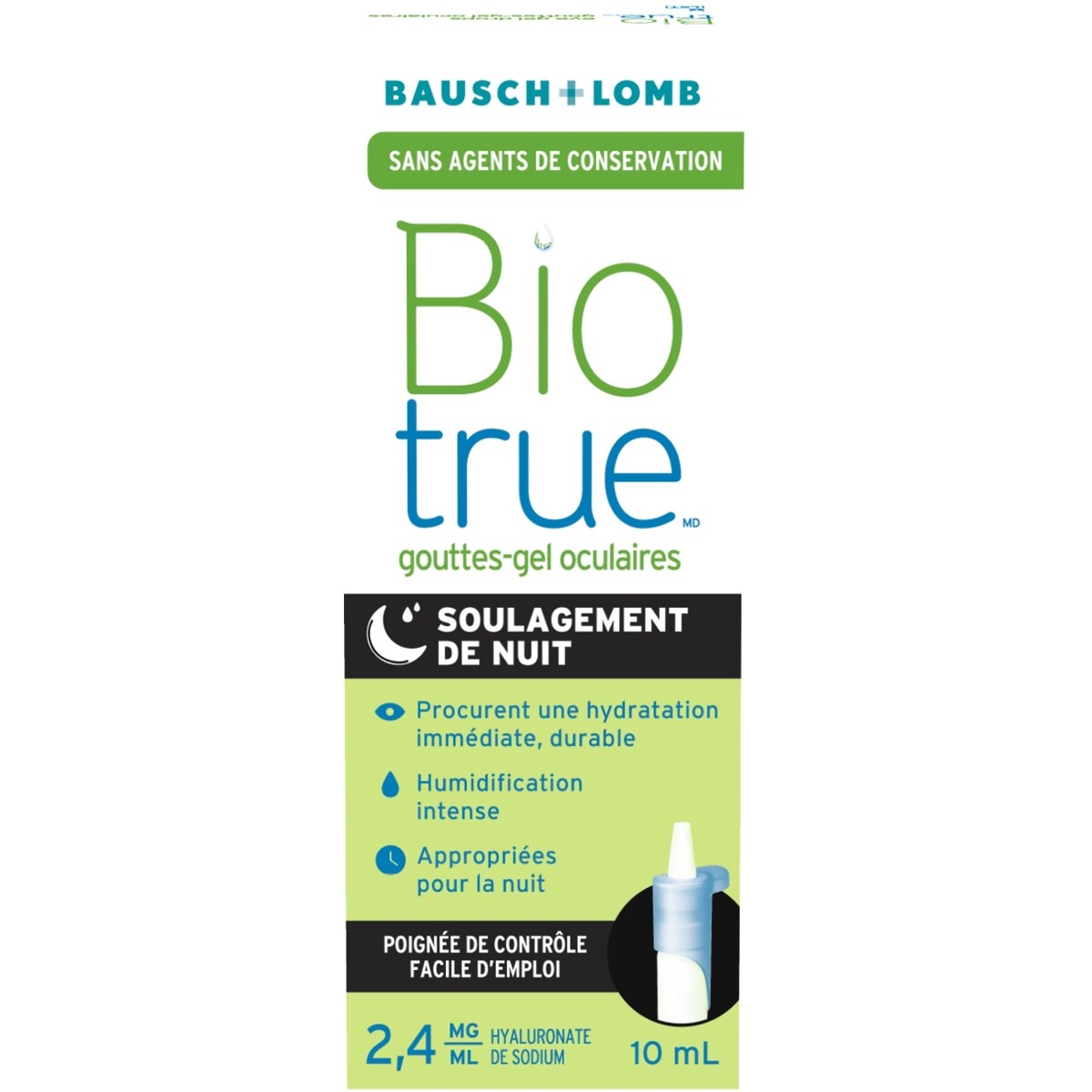 Gouttes-gel oculaires Biotrue soulagement de nuit sans agents de conservation