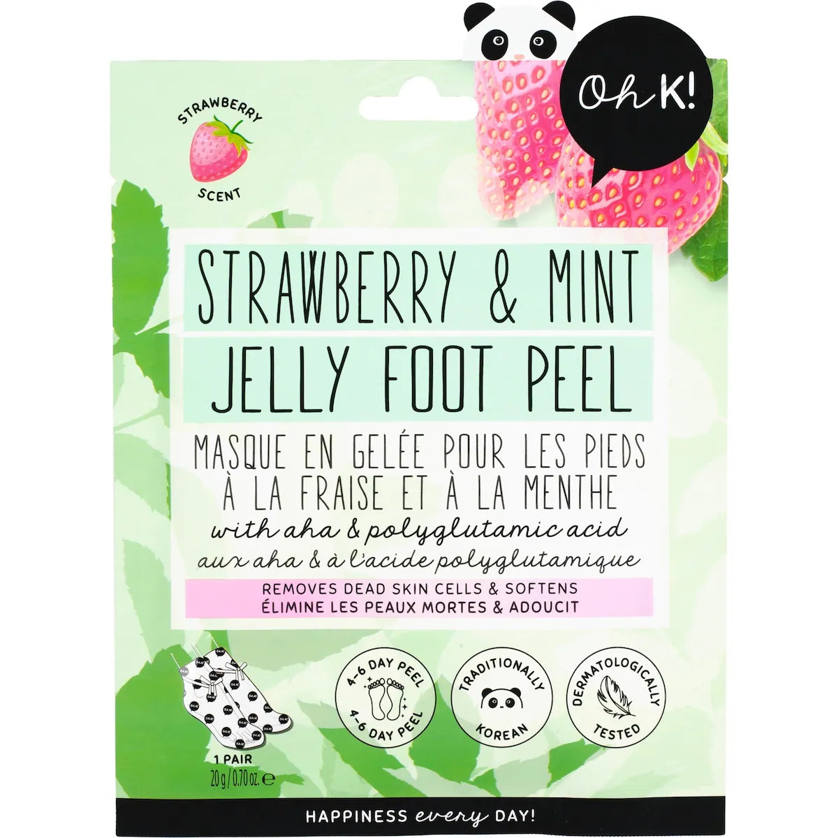 Masque En Gelée Pour Les Pieds À La Fraise Et À La Menthe
