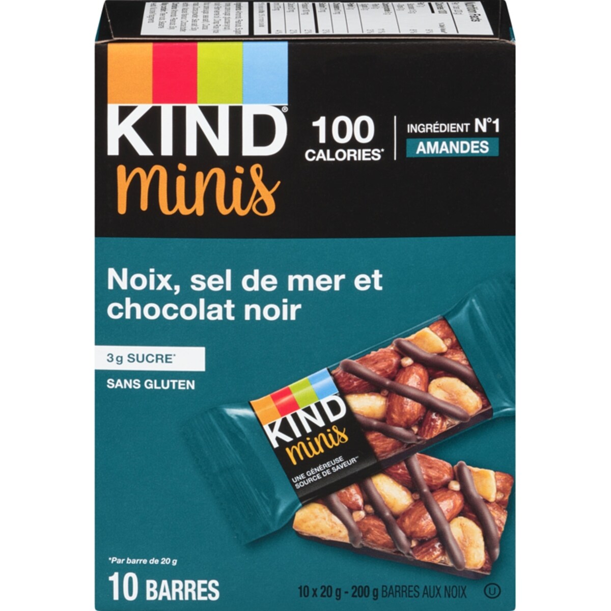 Mini-barres Noix, sel de mer et chocolat noir