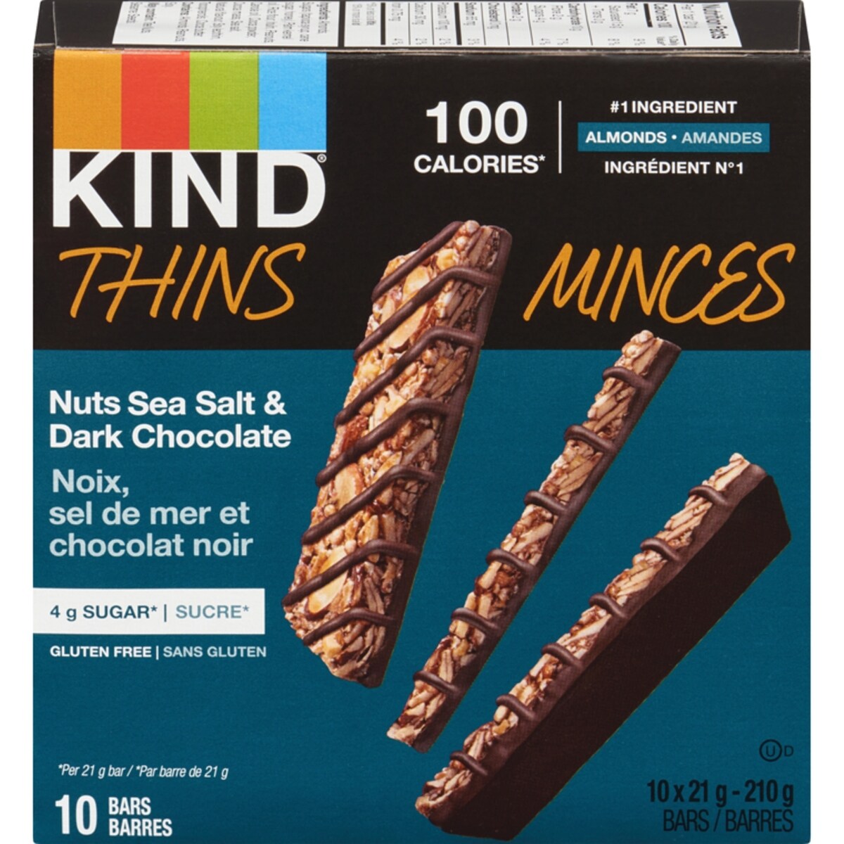 Thins minces minces noix, sel de mer et chocolat noir