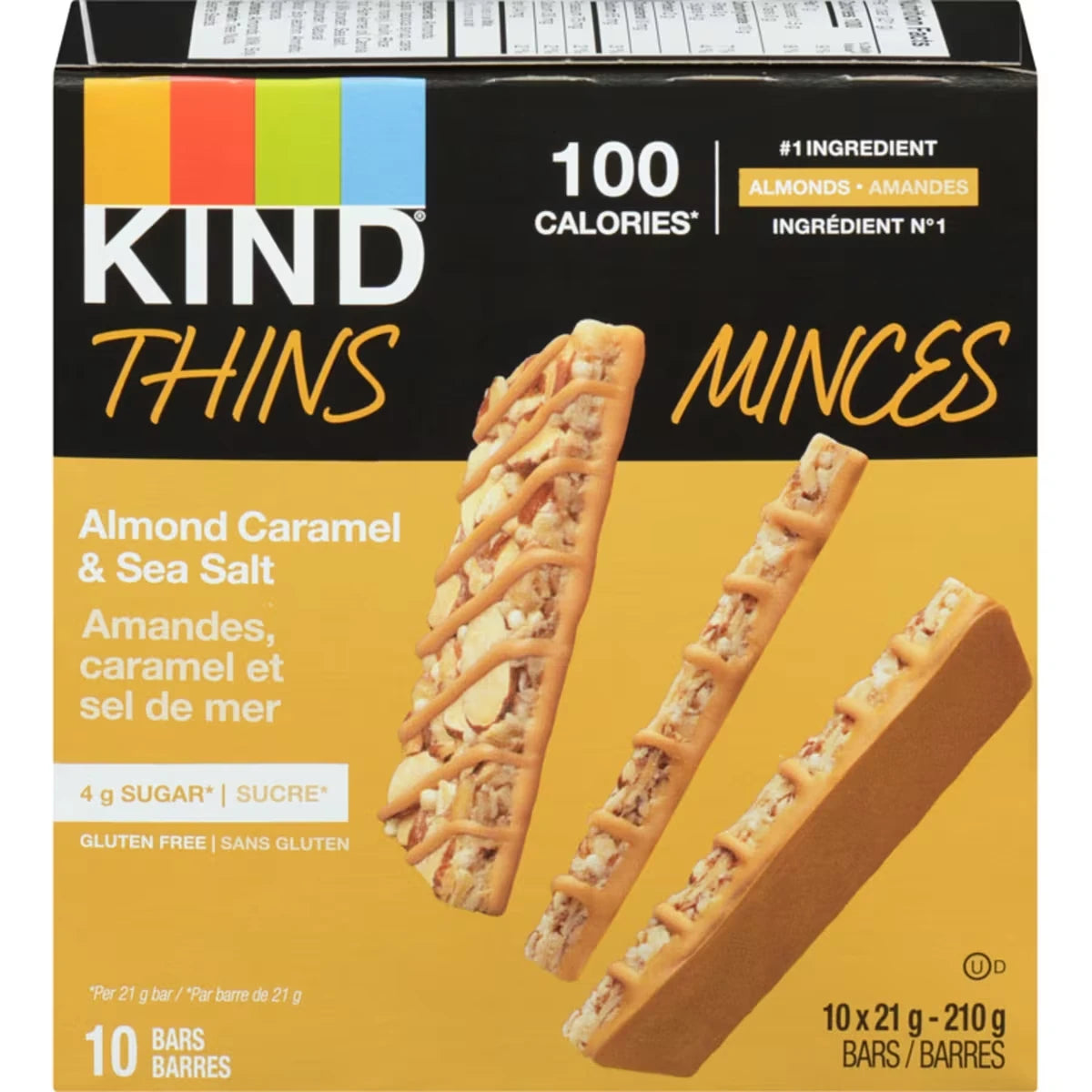 Minces barres amandes, caramel et sel de mer