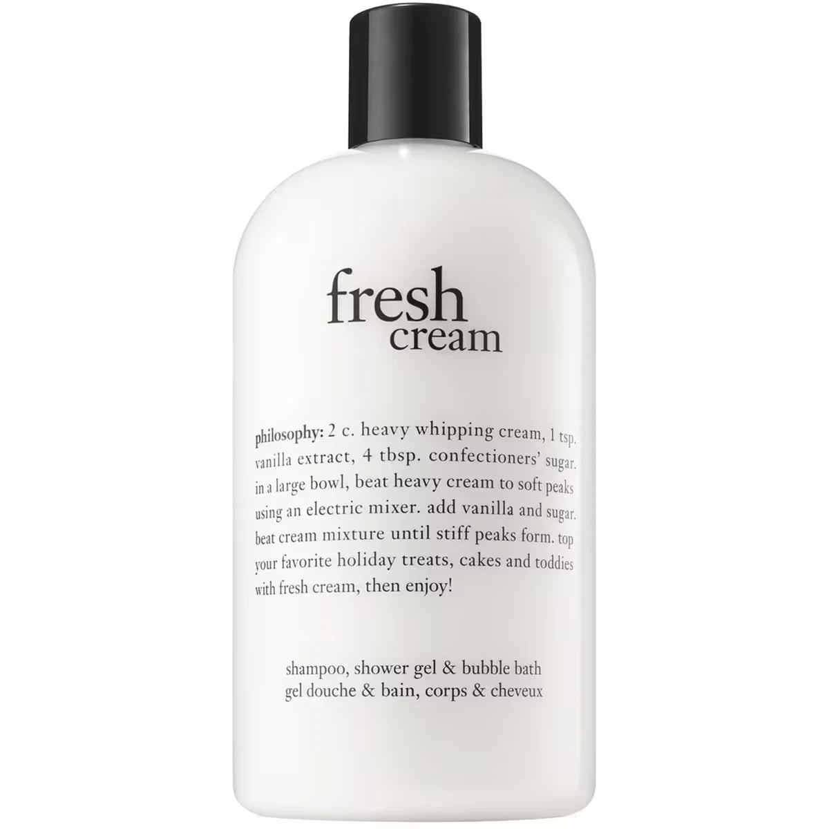 shampoing, gel douche et bain moussant fresh cream pour femme, nettoie, revitalise, adoucit la peau & les cheveux