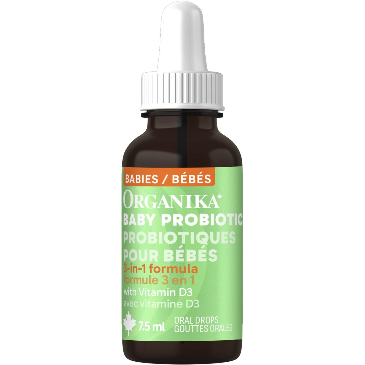 Des gouttes de probiotiques pour bébés avec de la vitamine D