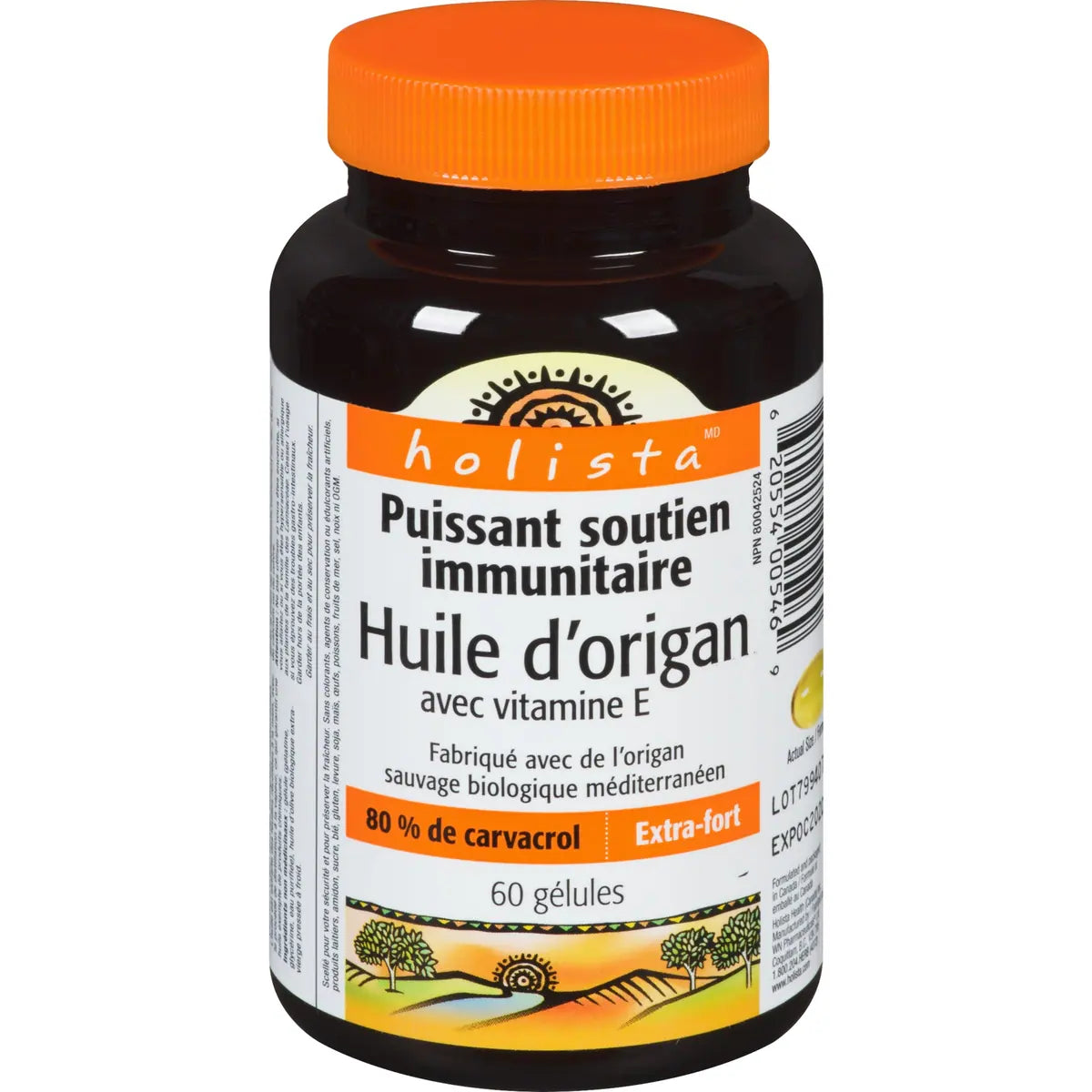 Huile d'origan avec vitamine E Extra-fort 80 % de carvacro