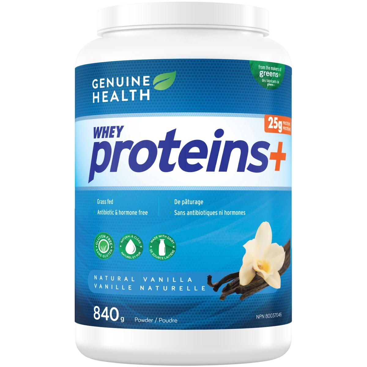 whey proteins+, vanille naturelle, poudre de protéines