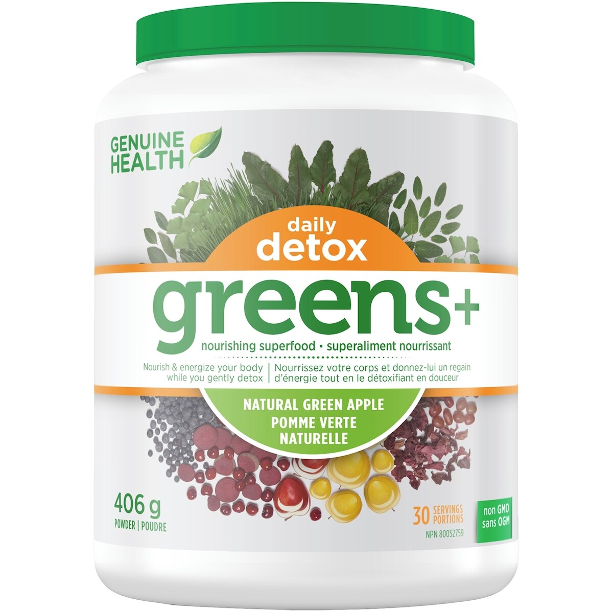 daily detox, greens+, pomme verte naturelle,  superaliment en poudre, sans OGM