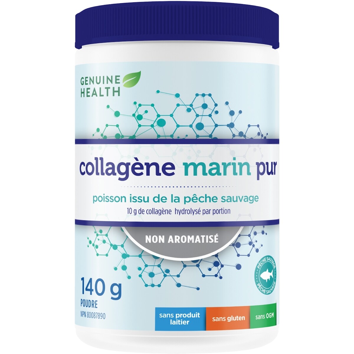 collagène marin pur, issu de la pêche de poissons sauvages, hydrolysé, non aromatisé