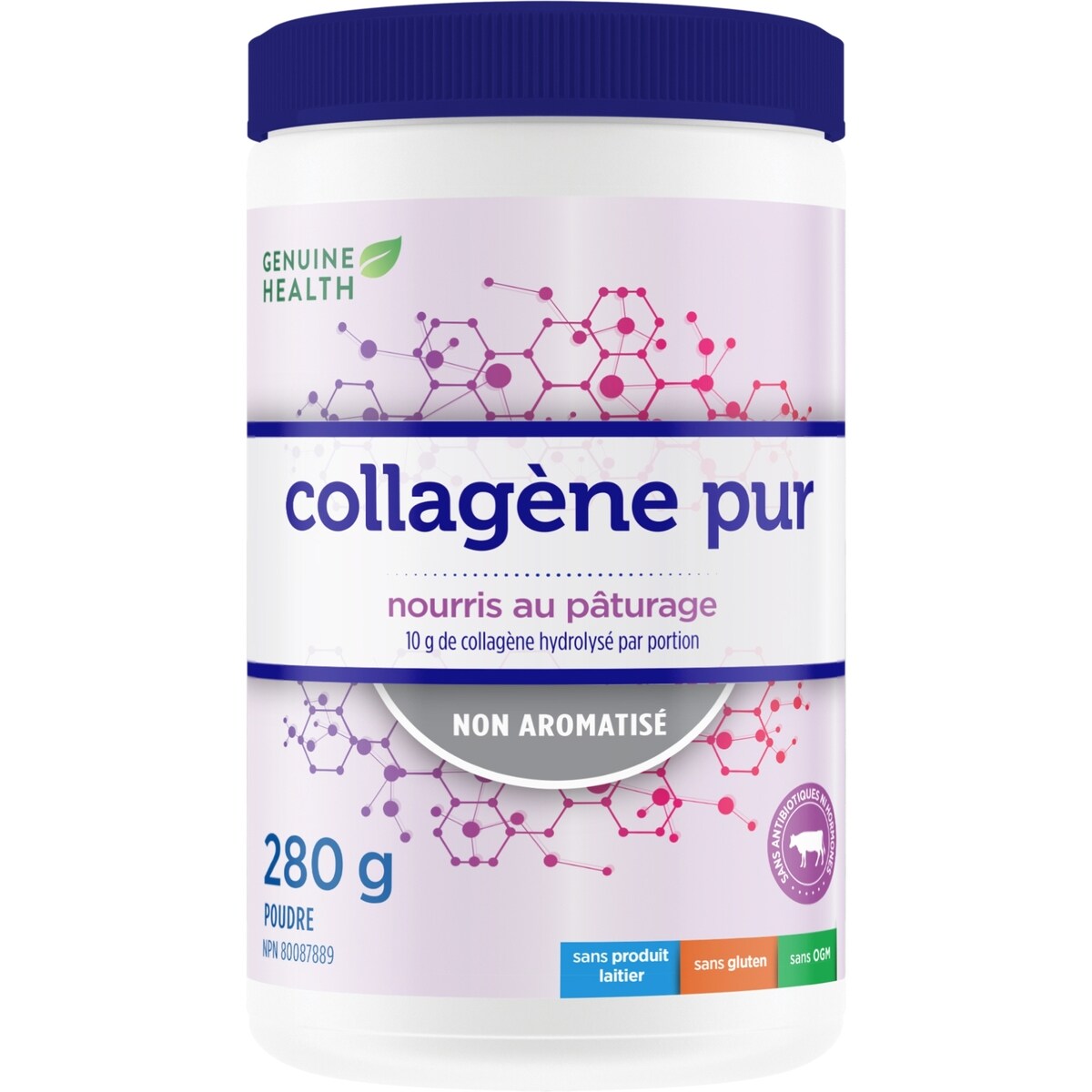 collagène pur, de source bovine provenant de vaches nourries à l'herbe, hydrolysé, non aromatisé, en poudre