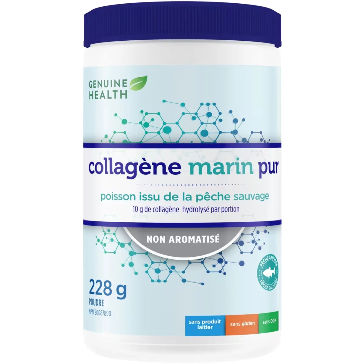 collagène marin pur, issu de la pêche de poissons sauvages, hydrolysé, non aromatisé