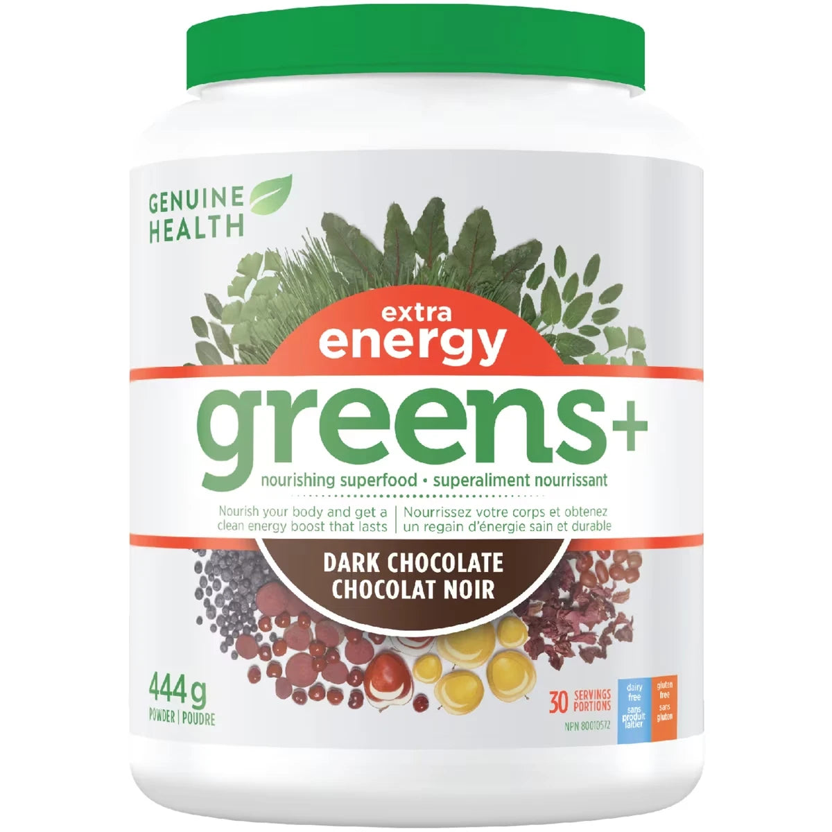 Extra Energy, Greens+, Chocolat Noir, Superaliment En Poudre, Sans Ogm, De