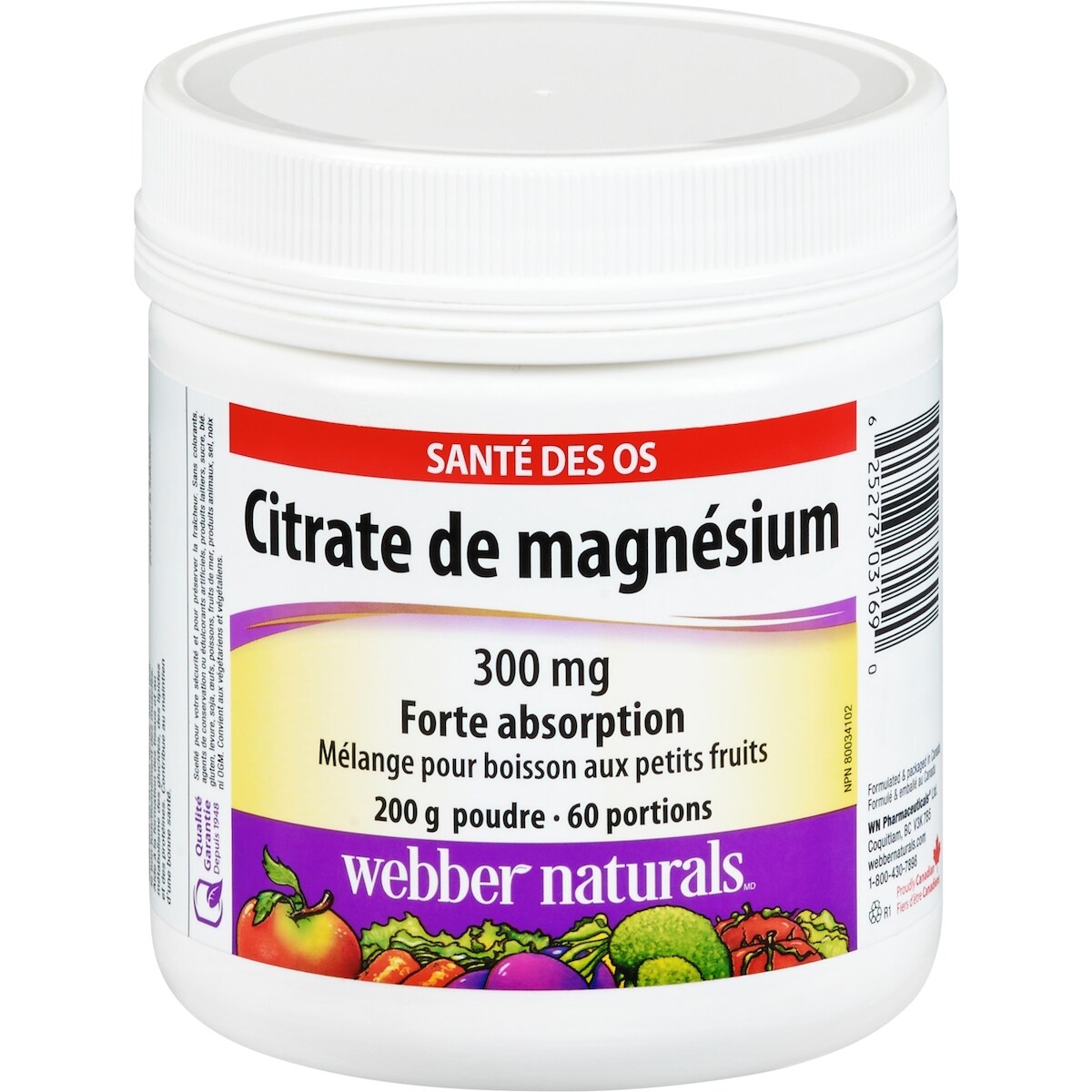 Citrate de magnésium Forte absorption 300 mg petits fruits
