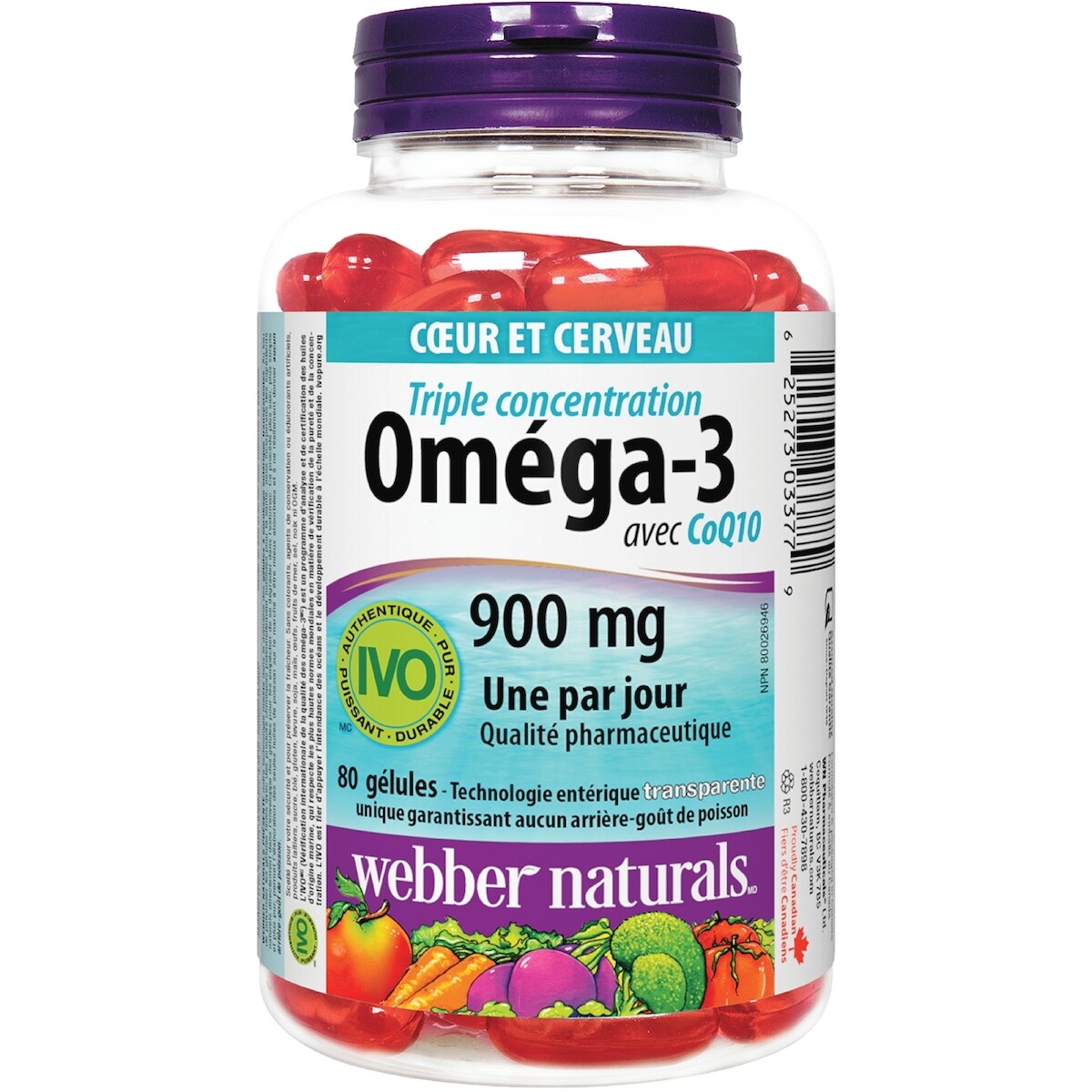 Oméga-3 Triple concentration avec CoQ10 900 mg AEP/ADH