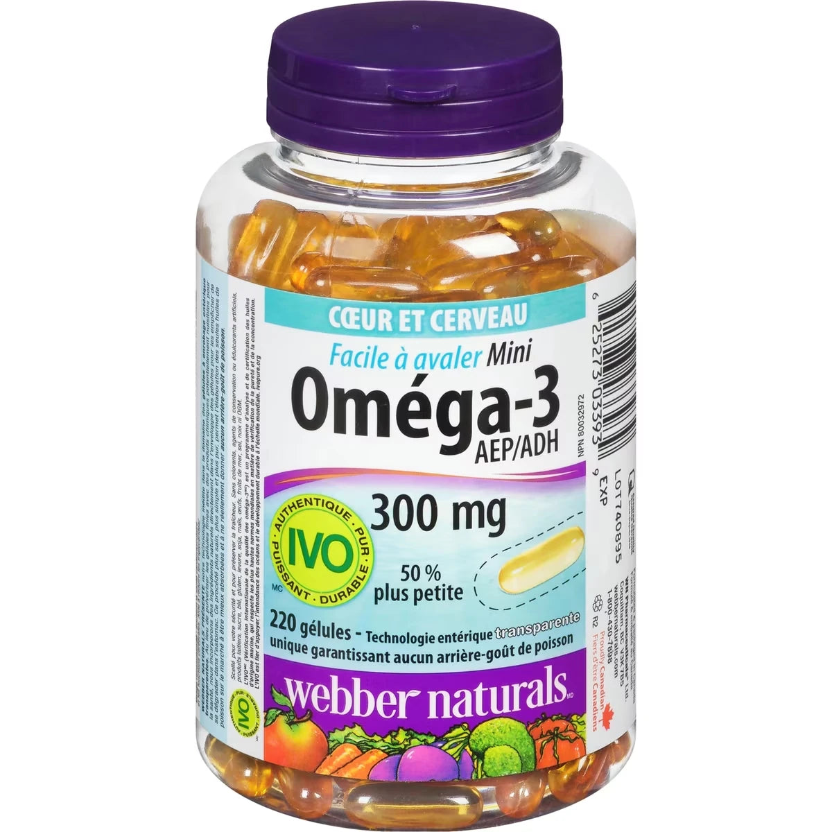 Mini Oméga-3 Facile à avaler 300 mg AEP/ADH