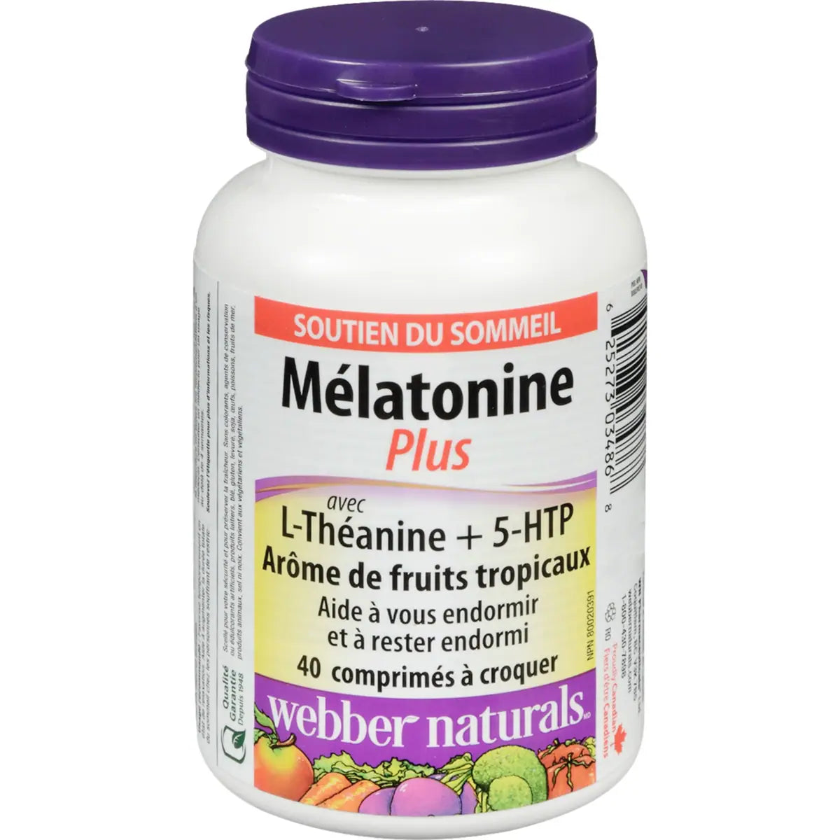 Mélatonine Plus L-Théanine + 5-HTP Arôme de fruits tropicaux