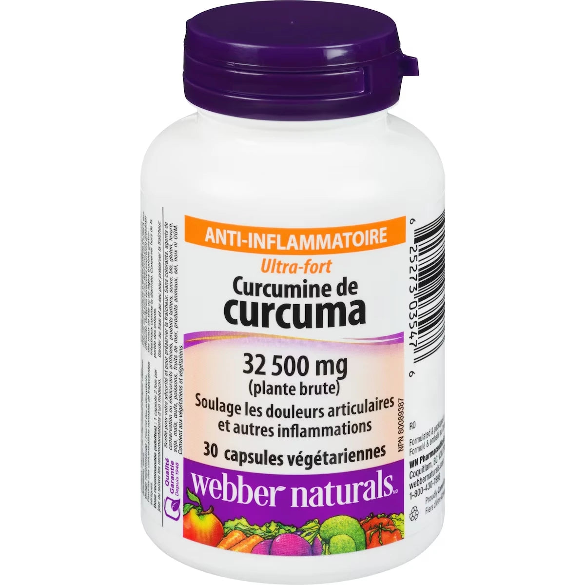 Curcumine de curcuma Ultra-fort avec poivre noir 32 500 mg (plante brute)