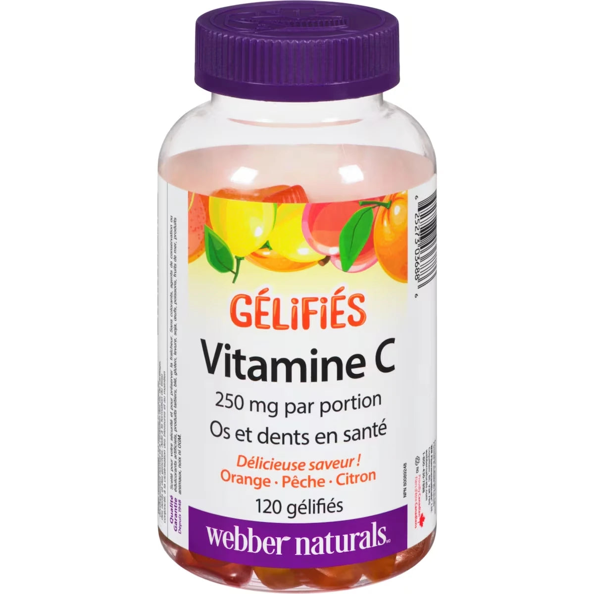 Vitamine C  250 mg orange · pêche · citron