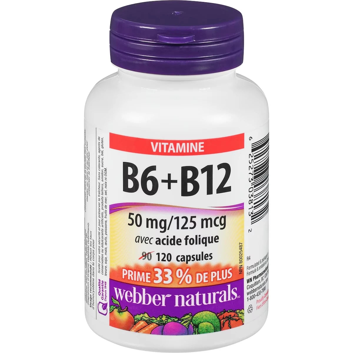Vitamine B6+B12 avec Acide Folique 50 mg / 125 mcg
