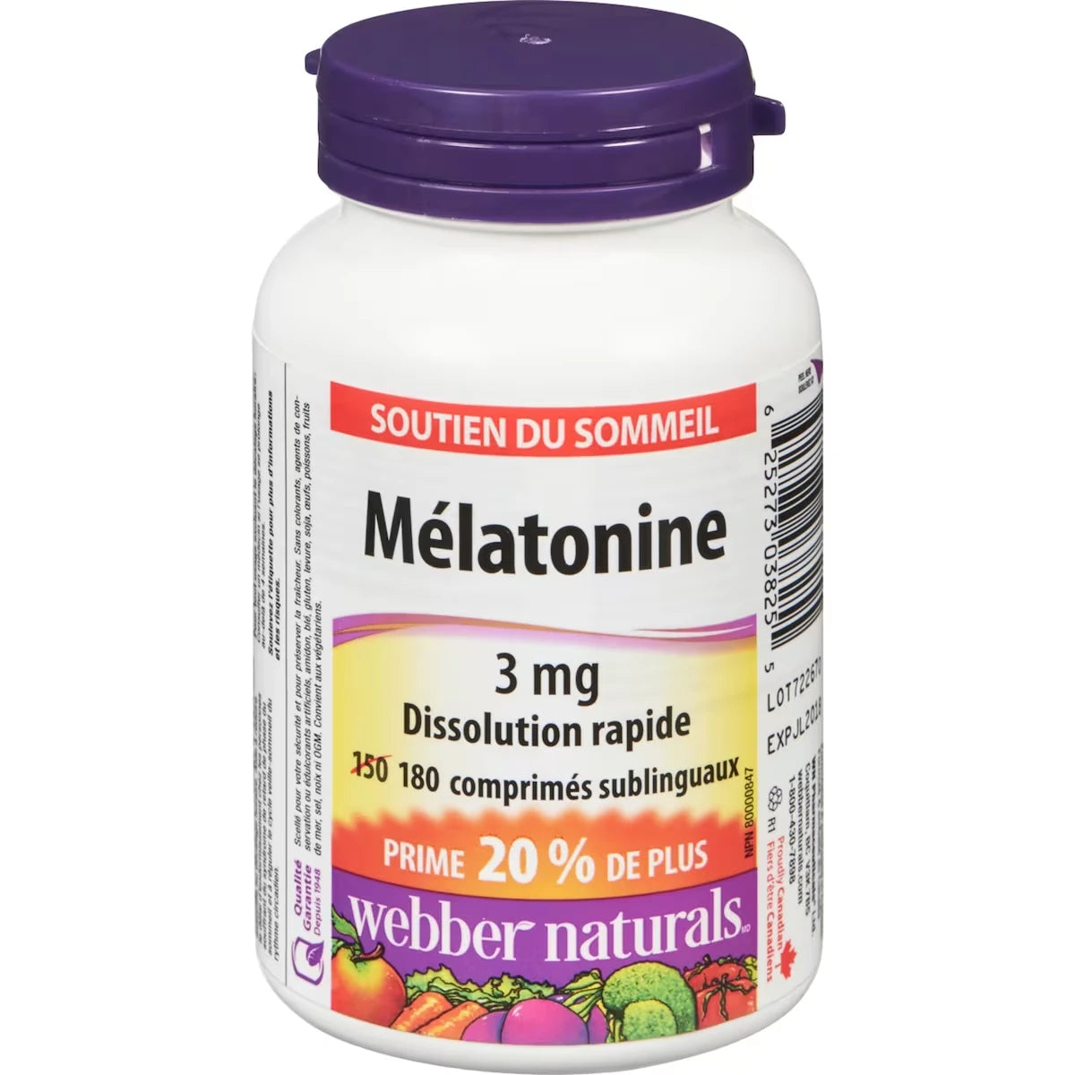 Mélatonine Dissolution rapide 3 mg
