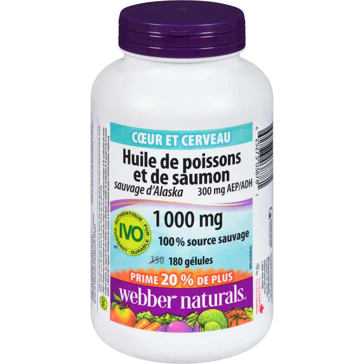 Huile de poissons et de saumon sauvage d’Alaska 300 mg AEP/ADH 1 000 mg