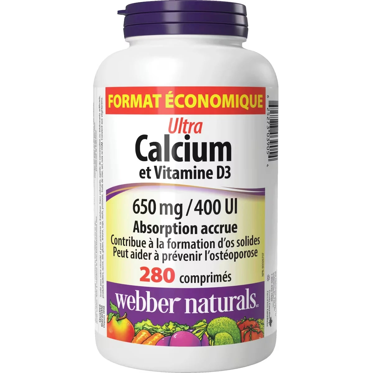 Ultra Calcium et Vitamine D3 Absorption accrue 650 mg / 400 UI