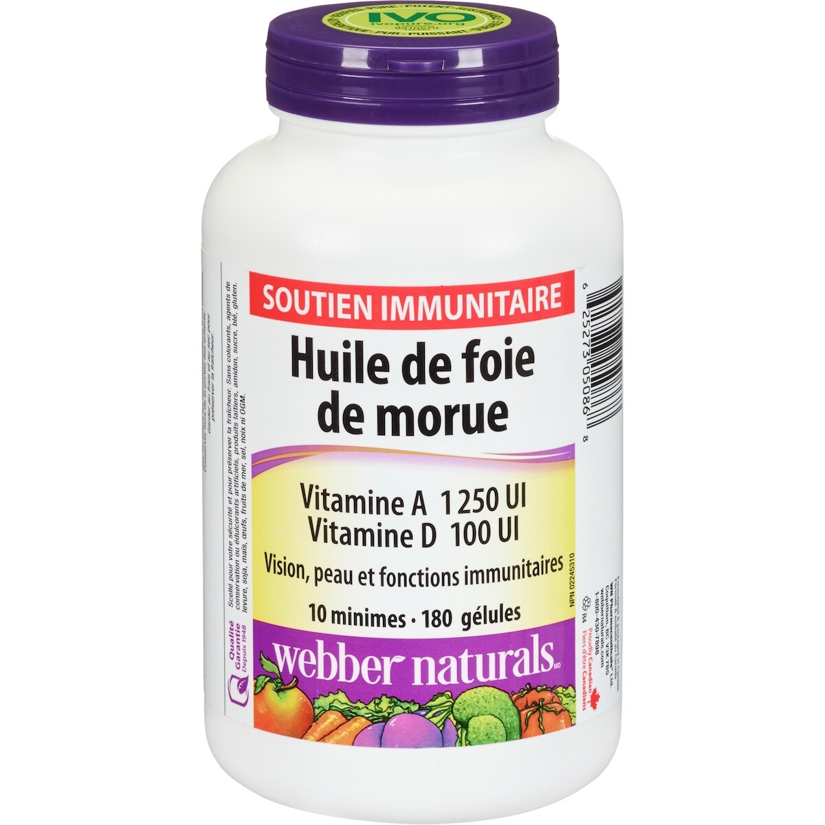 Huile de foie de morue Vitamine A Vitamine D 1 250 UI/400 UI