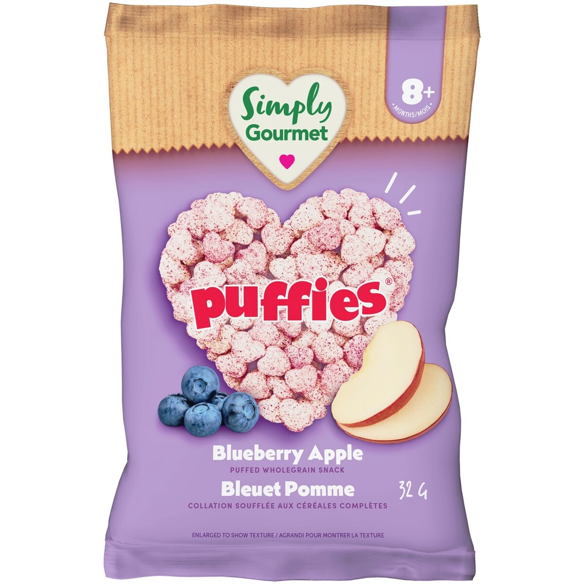 Collation pour bébé Simply Gourmet Puffies Bleuet Pomme