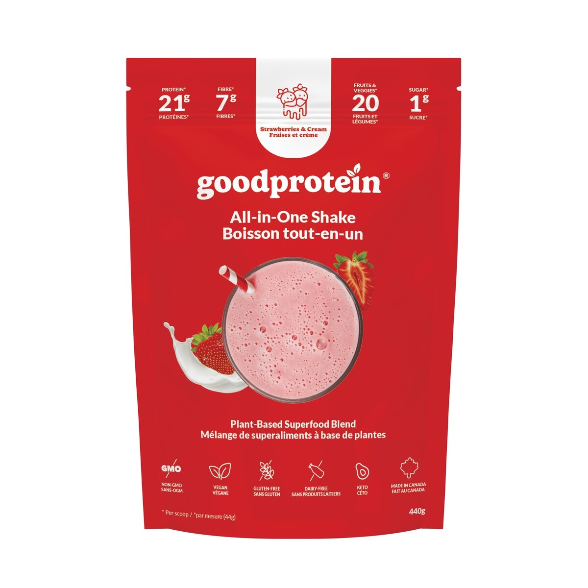 Fraises et crème - Boisson tout-en-un