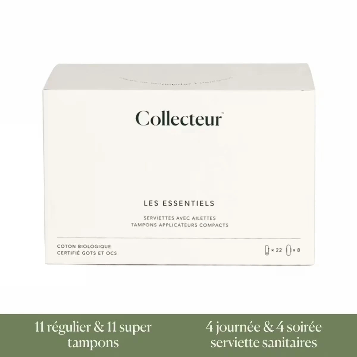 Tampons et serviettes hygiéniques ultra-minces avec ailes en coton 100 % biologique certifié, boîte de 30