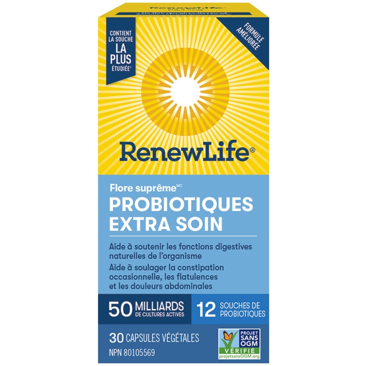Flore suprême (MC) Probiotiques Extra Soin , 50 Milliards de cultures actives, 30 CAPSULES VÉGÉTALES